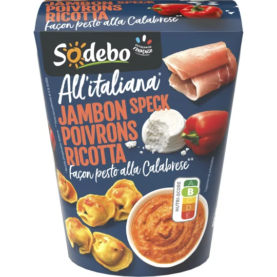 Pasta box all'italiana jambon speck poivrons ricotta