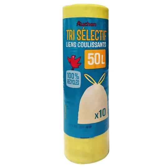 Sacs poubelle tri sélectif à liens coulissants 50L