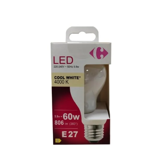 Ampoule LED E27 Standard Blanc-froid 60W X1