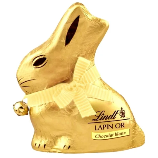 Chocolat de Pâques lapin or blanc