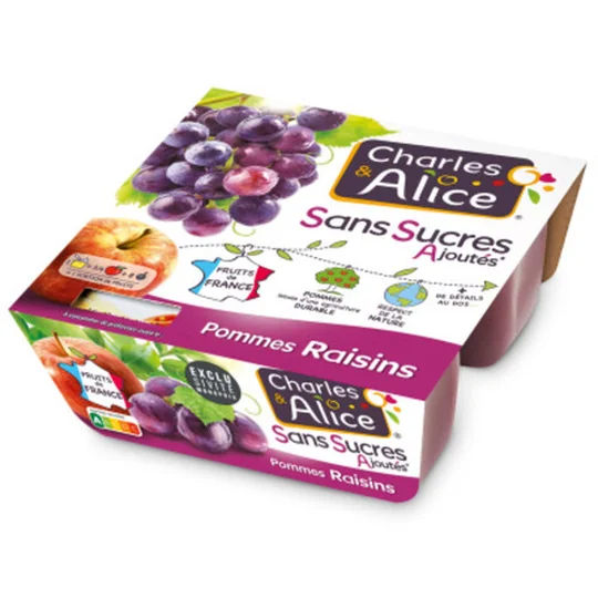 Sans sucre ajoutés pomme raisin