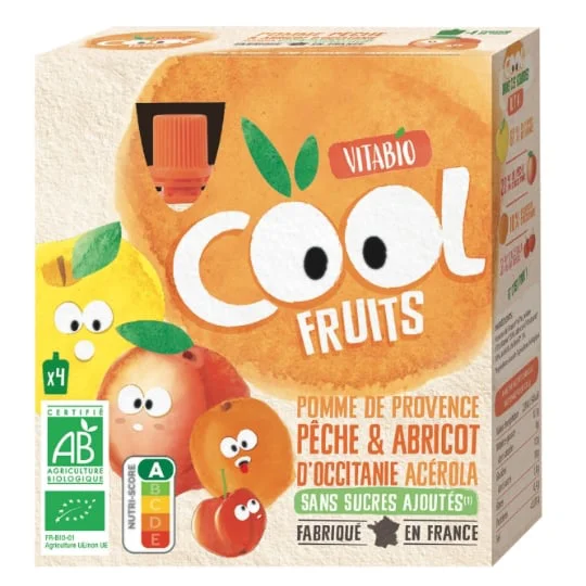 Compote Cool Fruits bio Pomme Pêche Abricot
