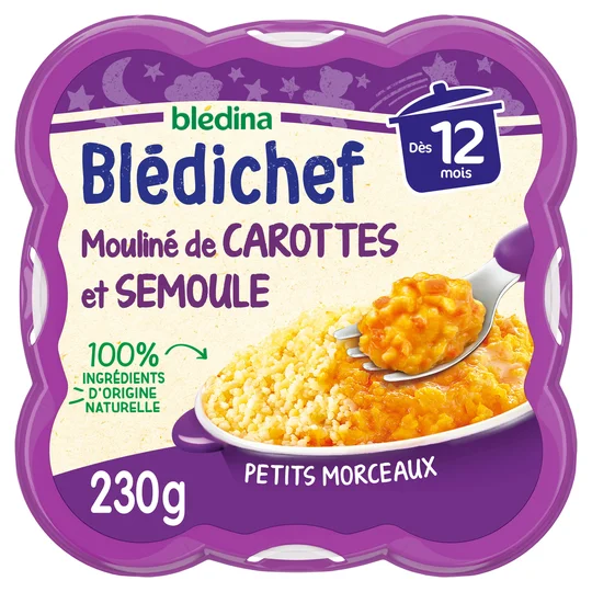Plat bébé soir Semoule carotte - dès 12 mois