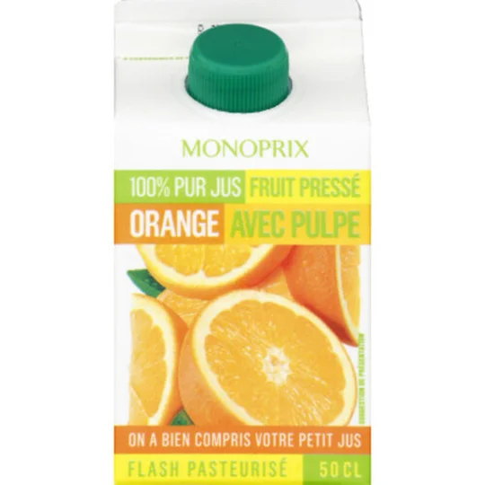Jus d'orange pressé avec pulpe