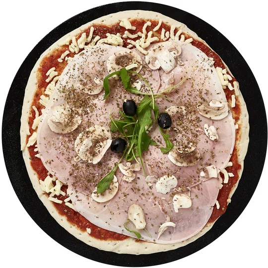 Pizza crue Reine jambon champignons