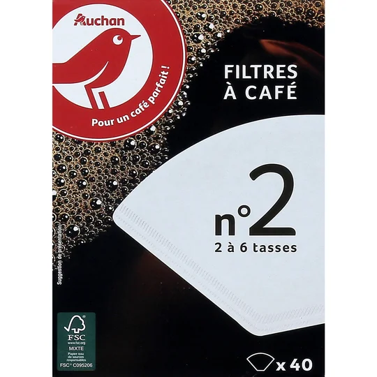 Filtres à café n°2 pour cafetière 2-4 tasses
