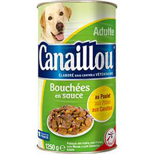 Bouchées en sauce poulet pâtes carottes pour chien