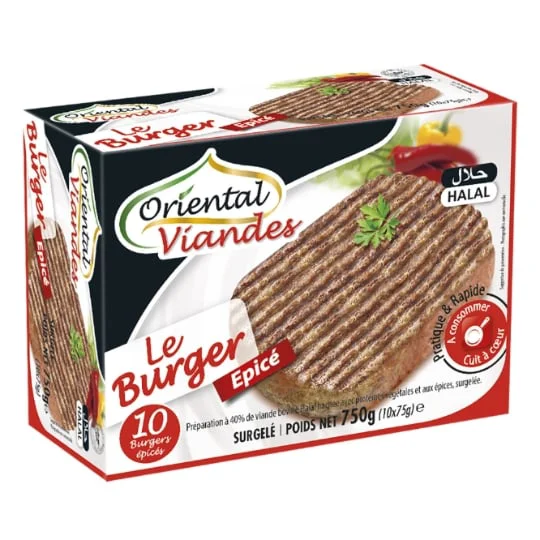 Burger de boeuf épicé 20% MG Halal