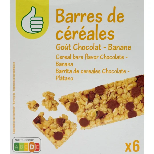 Barres de céréales goût chocolat banane