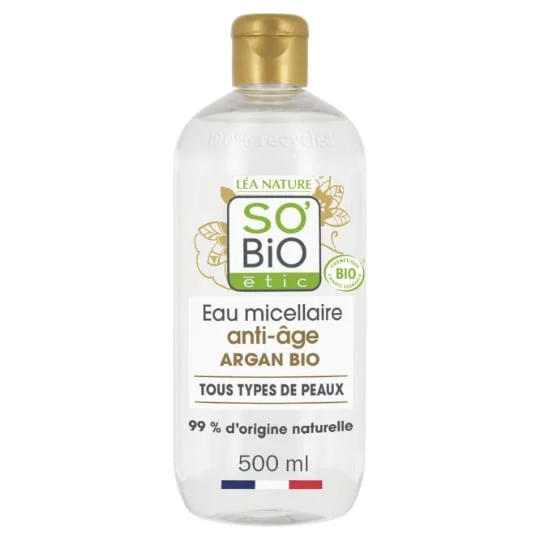 Eau Micellaire Anti-Âge à l'Argan et Acide Hyaluronique Bio