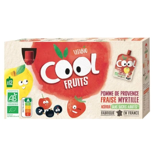 Compote à boire pomme de France fraise myrtille sans sucres ajoutés Bio