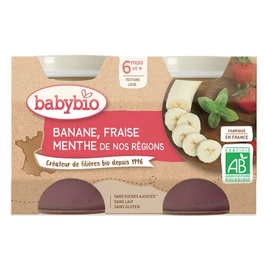 Compote Banane fraise Menthe dès 6 mois
