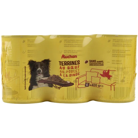 Terrines à la viande boite pour chien