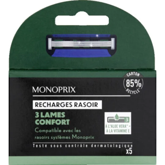 Recharges rasoirs système confort 3 lames x5