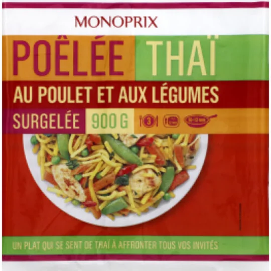 Poêlée Thaï au poulet et aux légumes, surgelés