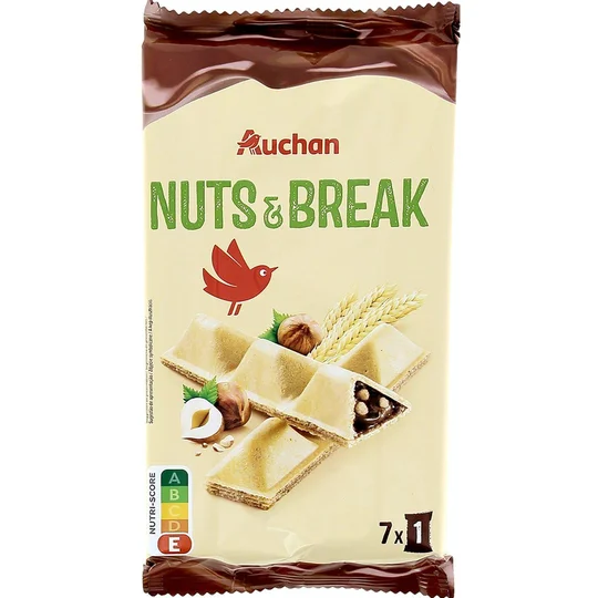 Nuts and Break gaufrettes fourrées de pâte à tartiner cacao et noisettes