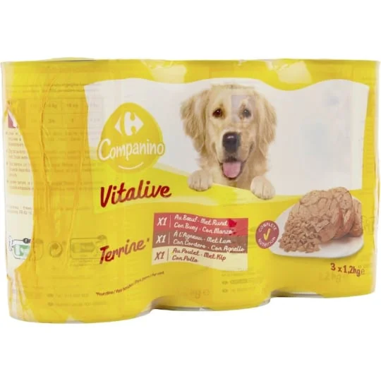 Pâtée pour chien terrine aux viandes