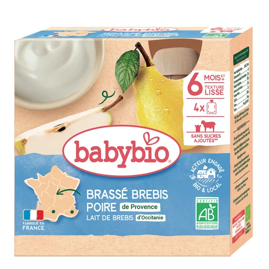 Gourde dessert brassé poire lait de brebis bio dès 6 mois