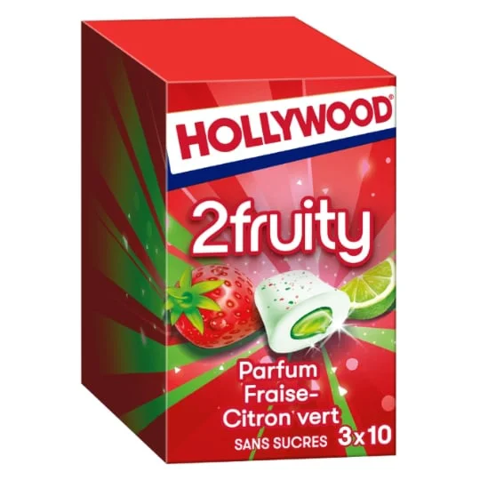 Chewing-gum à la fraise citron vert sans sucres 2Fruity - 3x10