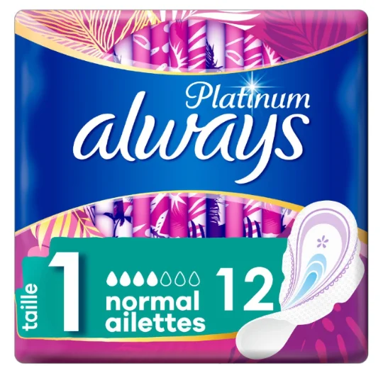 Serviette Hygiénique Avec Ailettes Platinium Normal Taille 1