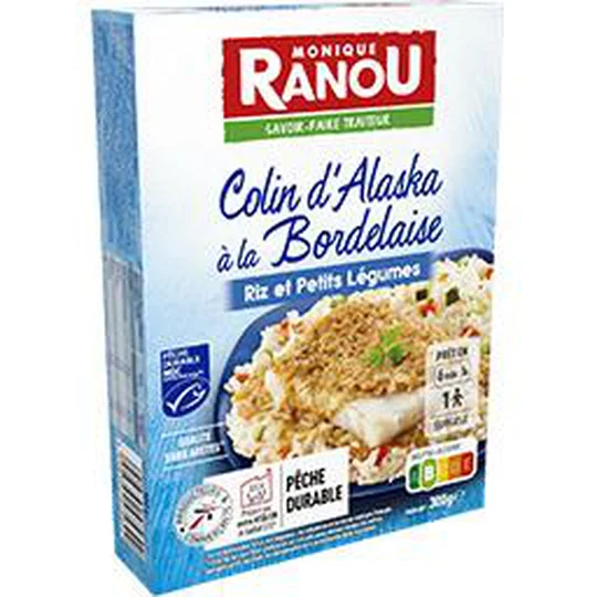 Colin d'Alaska à la bordelaise riz et petits légumes