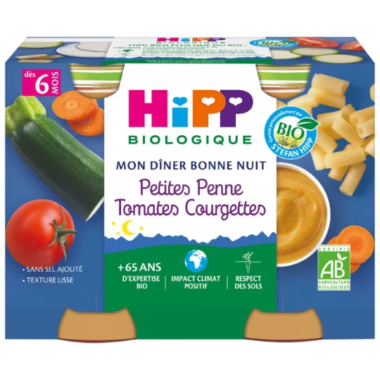 Plat bébé dès 6 mois Penne tomate courgette