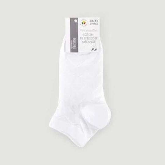 Monoprix Femme Socquettes Imprimées Vagues Blanches TU