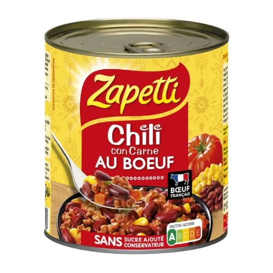 Plat cuisiné chili con carne boeuf