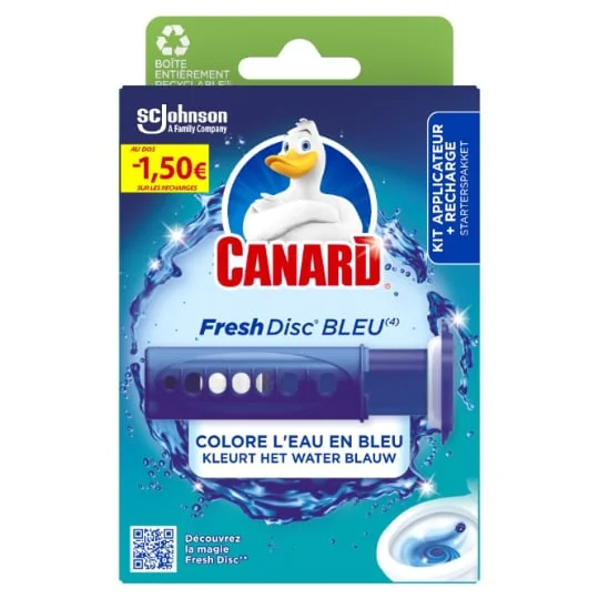 Fresh Disc Bleu Applicateur - Bloc sans cage nettoyant WC - 1 applicateur + 6 disques