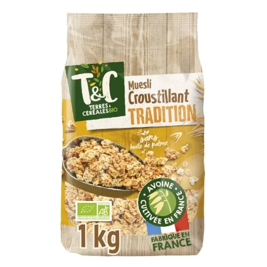 Céréales muesli croustillant nature sans huile de palme Bio