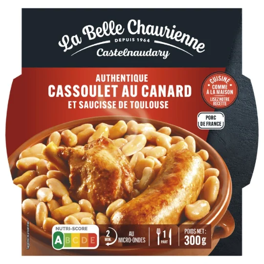 Plat cuisiné cassoulet au canard