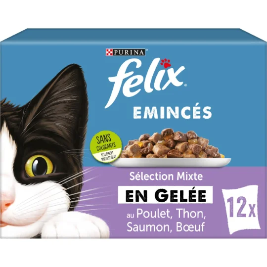 Pâtée pour chat adulte émincés en gelée sélection mixte