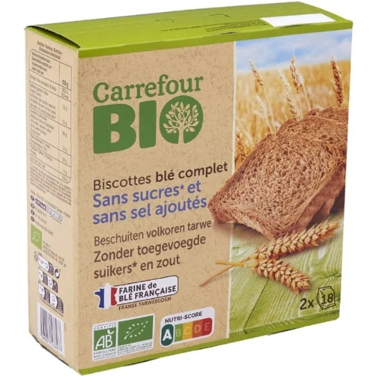 Biscottes bio blé complet s/sucres ajoutés