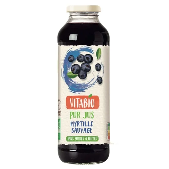 Jus myrtille sauvage 100% pur jus sans sucres ajoutés Bio