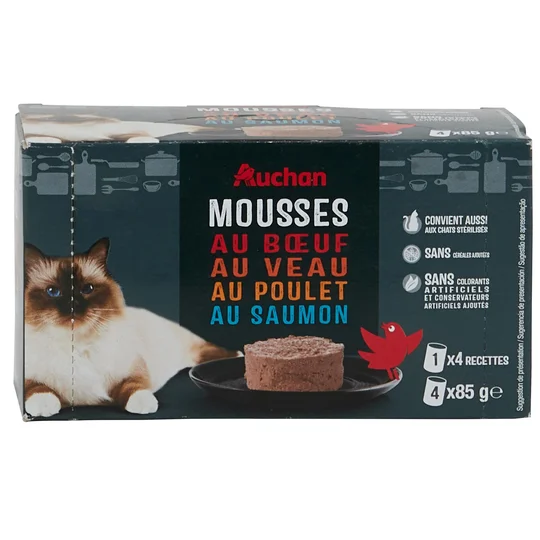 Mousses à la viande et au poisson pour chat