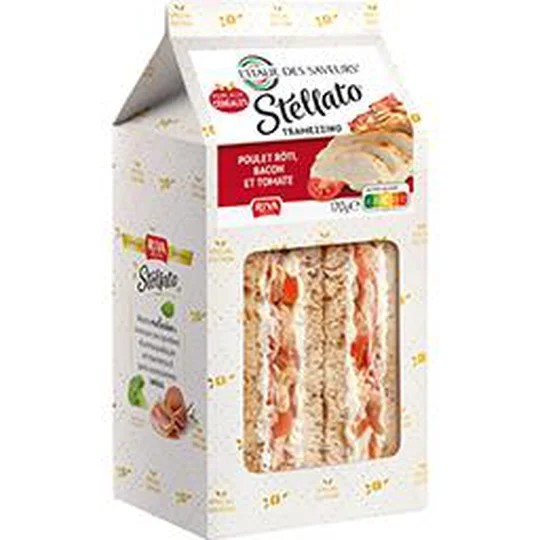 Sandwich poulet rôti bacon tomate