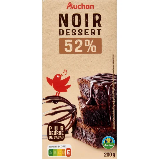 Tablette de chocolat noir pâtissier 52% de cacao