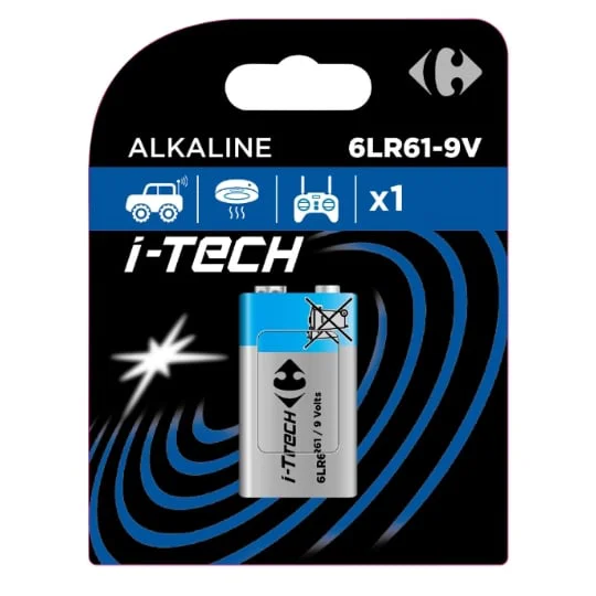 Pile Alcaline 6LR61 - 9V CARREFOUR