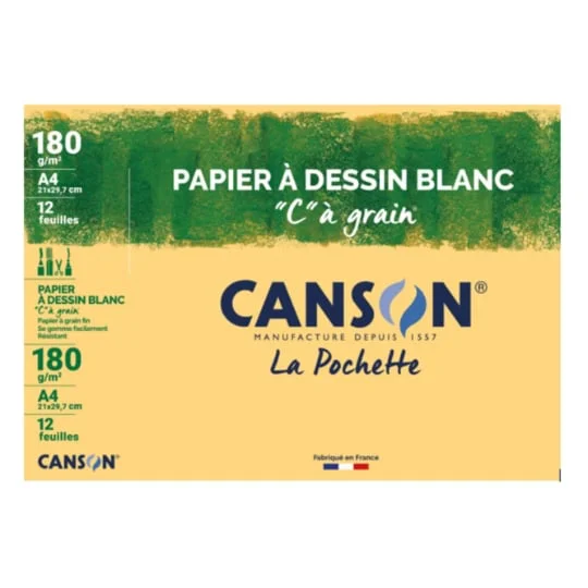 Pochette dessin A4 180g 12 feuilles dessin blanc