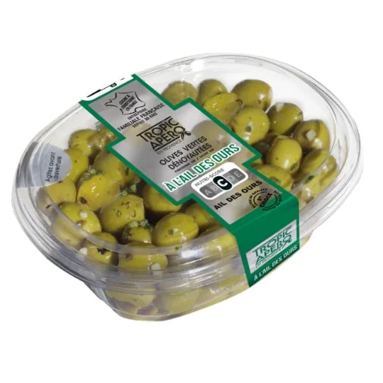 Olives vertes dénoyautées à l'ail des ours