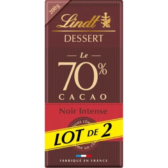 Tablette de chocolat noir intense 70%