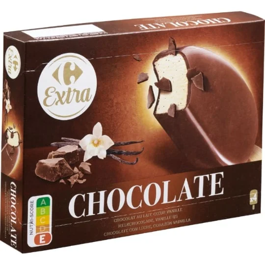 Glaces chocolat au lait coeur vanille