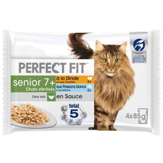 Pâtée pour chat senior stérilisé sachets fraîcheur en sauce 2 variétés
