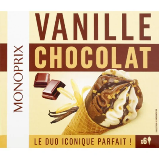 Cônes de glace à la vanille et au chocolat