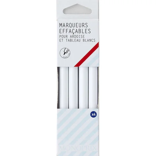 Marqueurs effaçables bleus x4