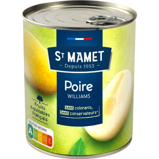 Fruits au sirop demi-poires Williams