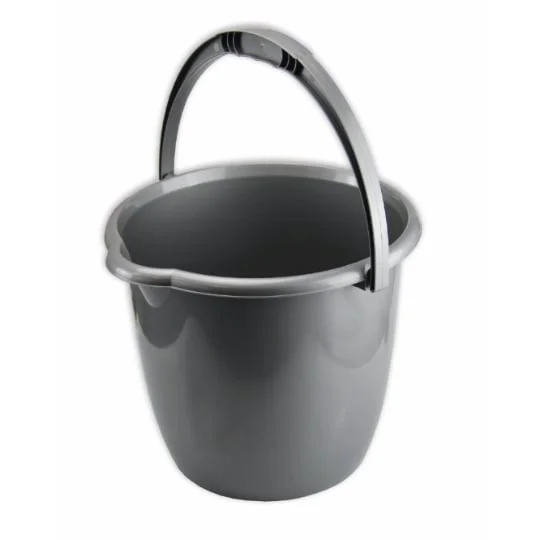 Seau plastique rond gris metal