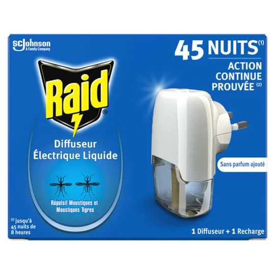 Sc Johnson Raid Diffuseur Electrique Liquide Moustiques & Moustiques Tigres 45 Nuits