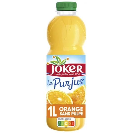 Jus d'orange sans pulpe sans sucres ajoutés