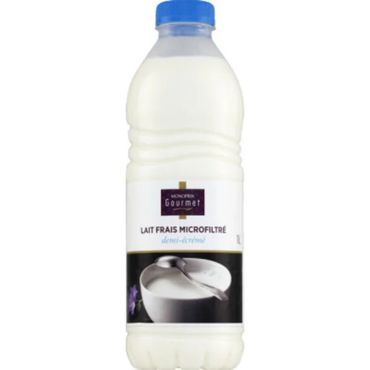 Lait frais et demi-écrémé, microfiltré